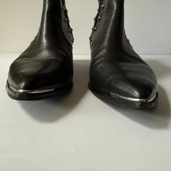 MARC FISHER LTD Black Leather Studded Ankle Boot 9.5 - Picture 8 of 16